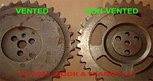 Non-vented Optisparks use a splined timing gear, vented gears are hollow in the center